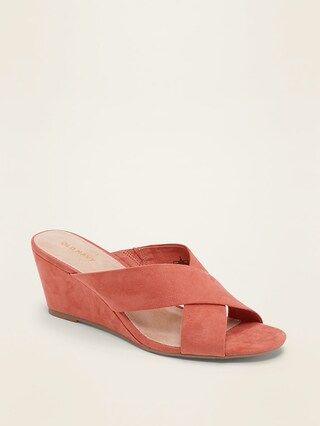 Faux-Suede Cross-Strap Wedge Sandals for Women | Old Navy (US)