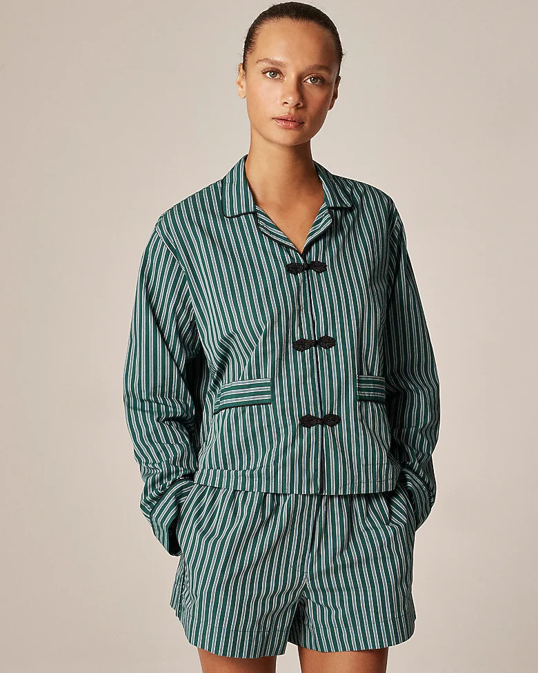 Cotton poplin pajama short set in stripe | J. Crew US