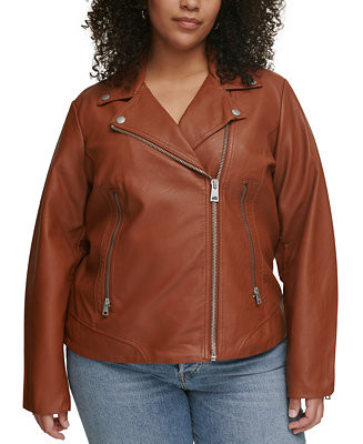 Levi's Plus Size Trendy Faux Leather Moto Jacket - Macy's | Macy's