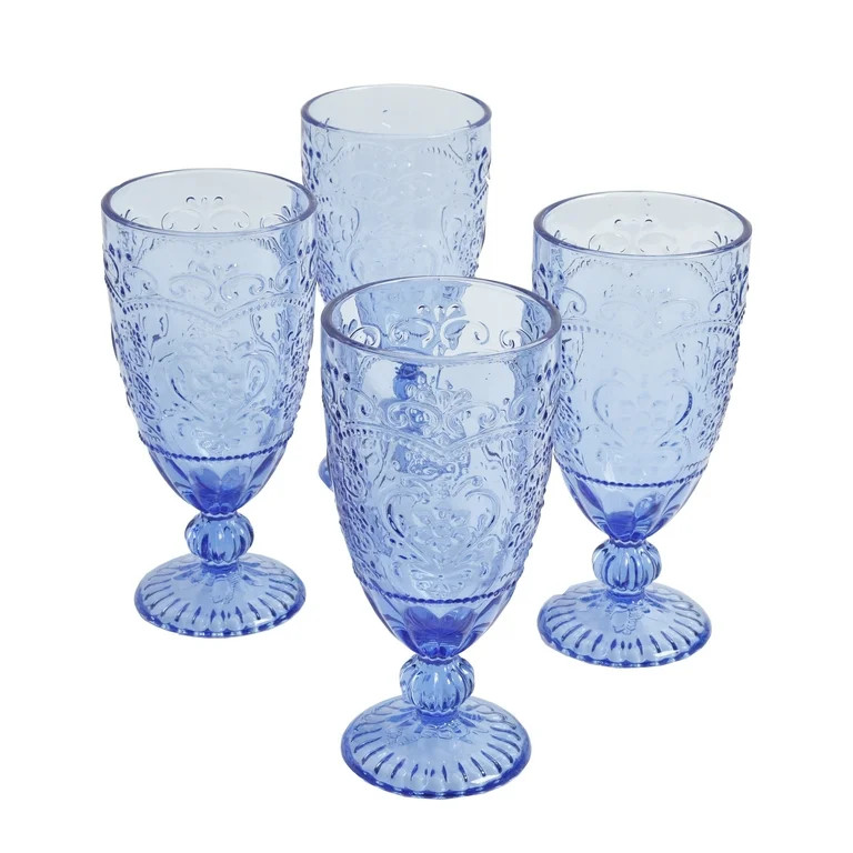 The Pioneer Woman Amelia 4-Piece 14.7-Ounce Goblet Set, Blue | Walmart (US)
