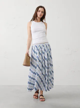 Silky Slub Midi Skirt | Banana Republic Factory
