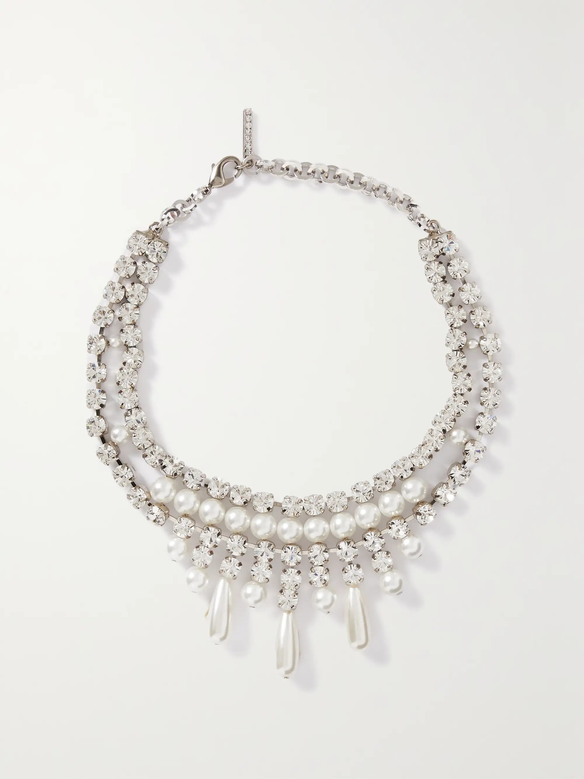 Silver-tone, crystal and faux pearl choker | NET-A-PORTER (US)