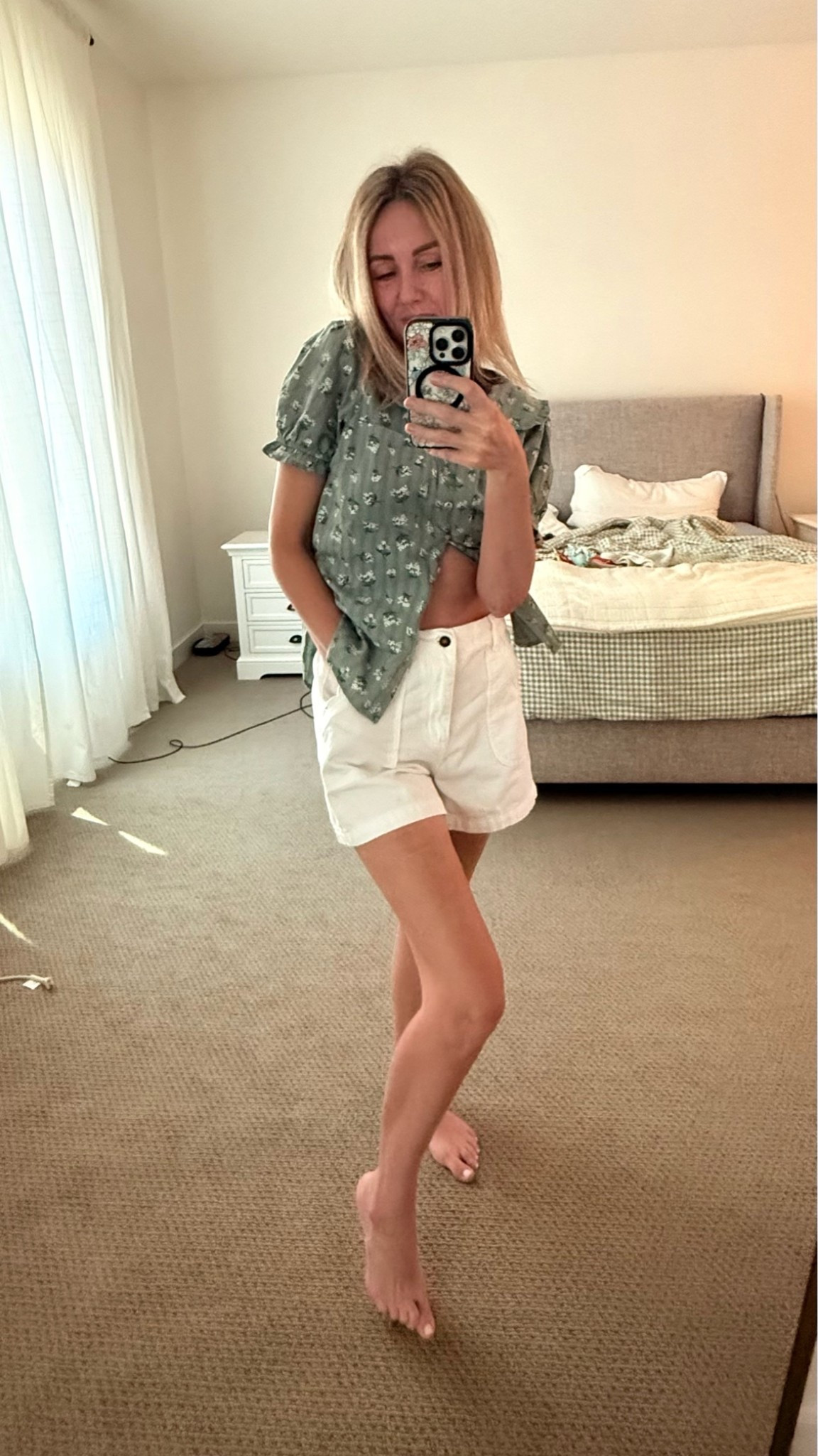 Happy Sunday!
Florals, Peter Pan collars and gold accents everything. Come to mama. 

Soft floral greens + crisp whites denim shorts… This is your reminder that a simple outfit can still feel expensive when it fits right and the details hit ✨

#creativetransitions #floraloutfit #summeroutfits #styleinspodaily #grwmfashion #LTKStyle #LTKFinds #LTKUnder100 #MomStyle #MomOutfits #EverydayStyle #EffortlessStyle #ChicMom #NeutralOutfits #SpringStyle #SummerOutfits #CasualChic #OutfitInspo #StyleOver40 #ClassicStyle #MinimalStyle #OOTD #MomLifeStyle #FashionReels #WhatIWore 
#viraltransition #styleinspo #summervibes☀️ #madonnalove #summeroutfits 
#LTKmomlife #LTKTravel #LTKSeasonal