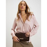River Island Suedette Bar Front Clutch Bag - Brown | Very (UK)
