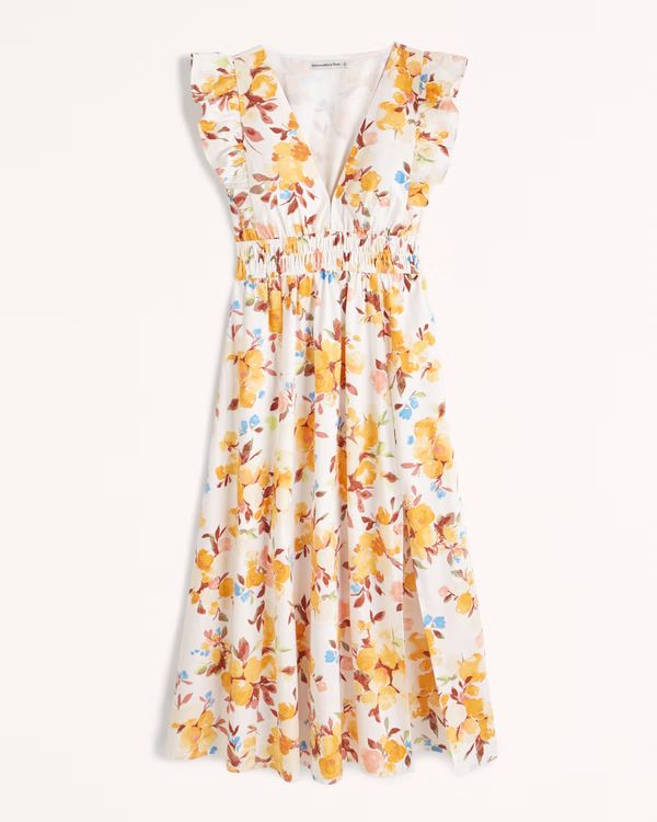 Women's Flutter Sleeve Midi Dress | Women's New Arrivals | Abercrombie.com | Abercrombie & Fitch (US)