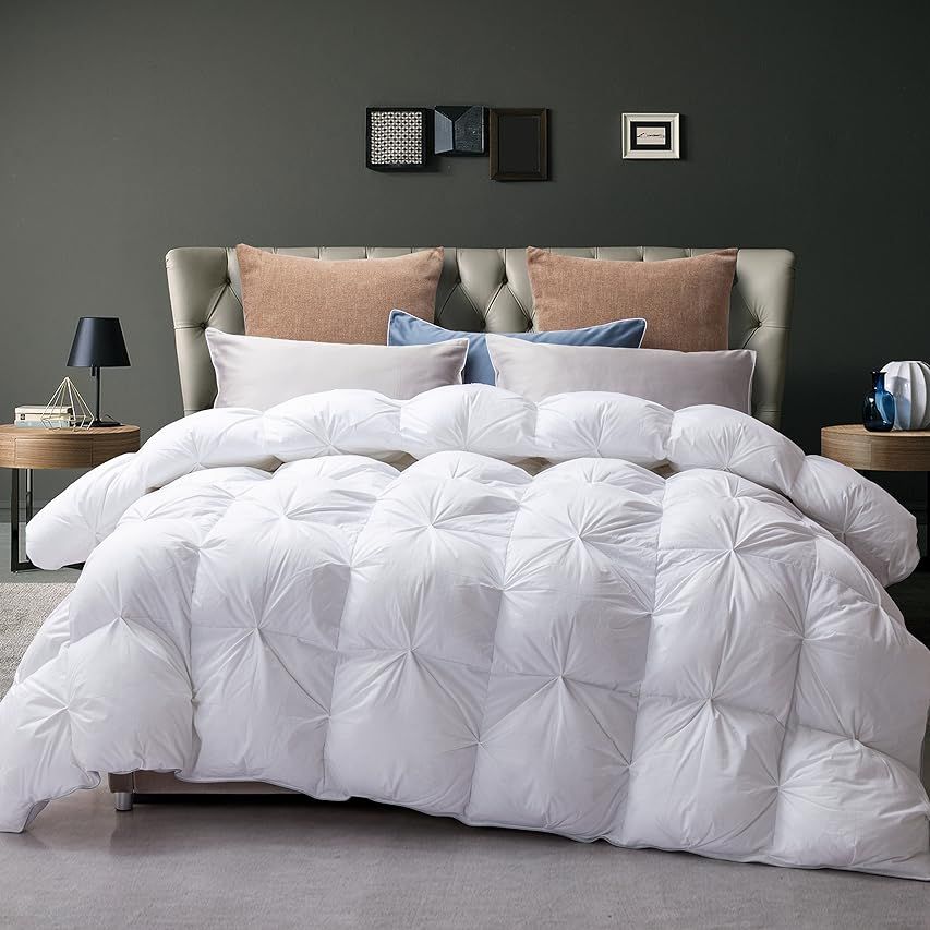 Luxurious Palatial King Size Goose Down Feather Fiber Comforter Duvet Insert, Ultra-Soft 100% Egypti | Amazon (US)