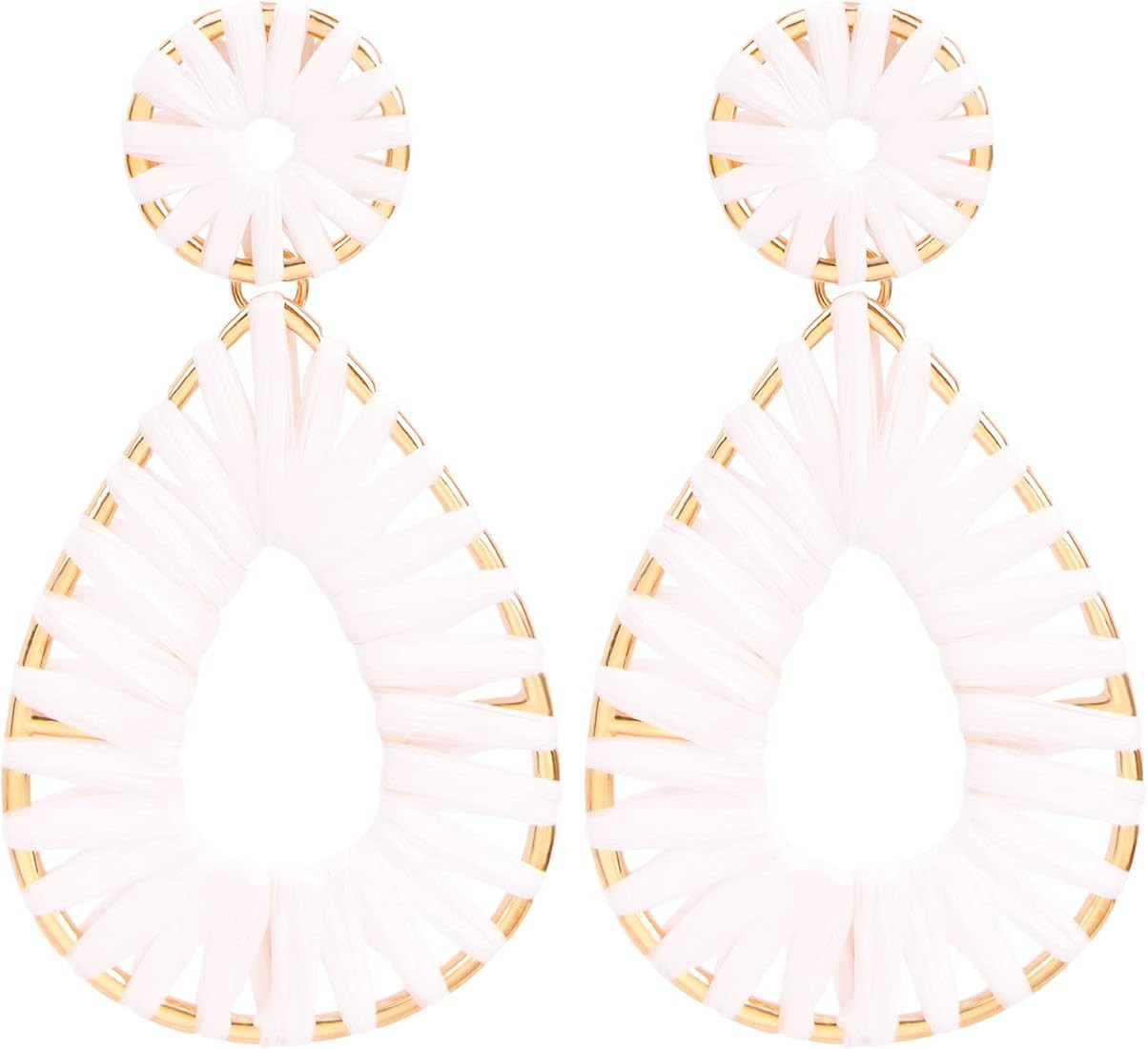 Legitta Raffia Teardrop Dangle Earrings Handmad Statement Drop Earrings | Amazon (US)