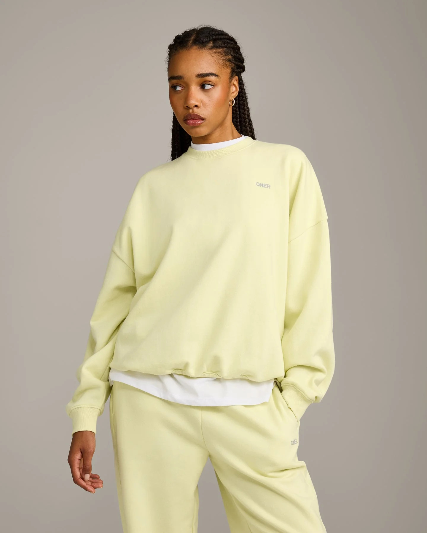 Foundations All Season Crew Neck Sweatshirt 
 Pastel Yellow | Oner Active (UK / US)