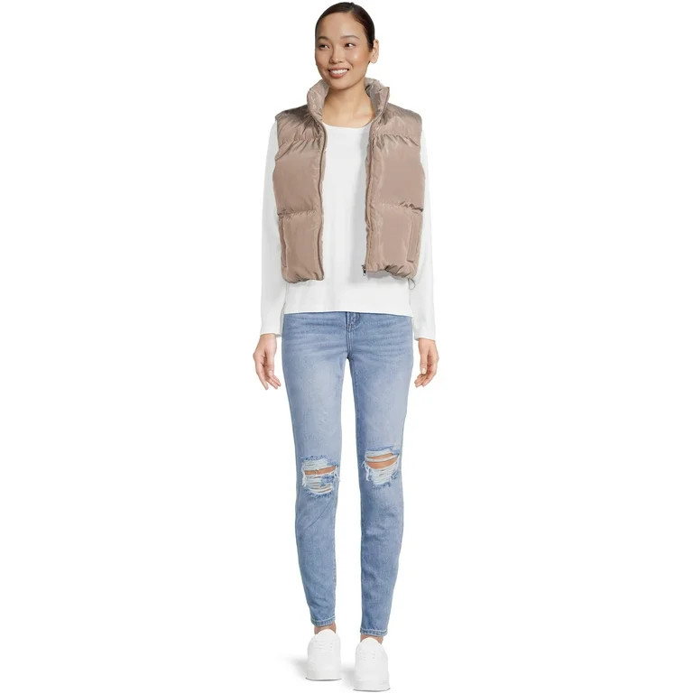 Liv & Lottie Juniors' Faux Sherpa Lined Cropped Puffer Vest | Walmart (US)