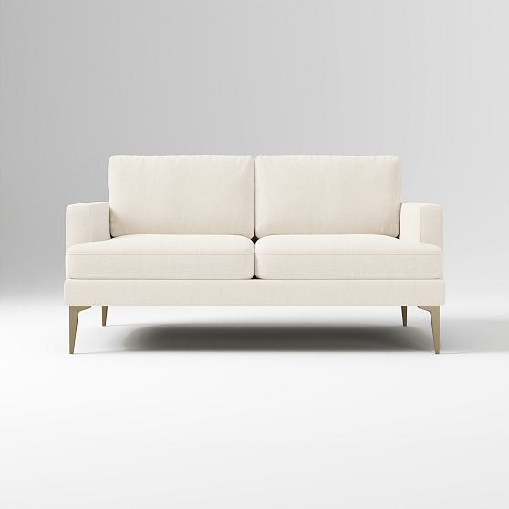 Andes 60in Sofa, Basket Slub Alabaster, Blackened Brass | West Elm (US)