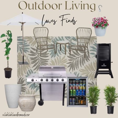 Outdoor living with these affordable finds from Lowe’s! | lowes decor #lowes #loweshomedecor | patio | grill | outdoor seating | plants | smoker | outdoor refrigerator | planters | outdoor rug @loweshomeimprovement #loweshomeimprovement 

#LTKsalealert #LTKSeasonal #LTKhome