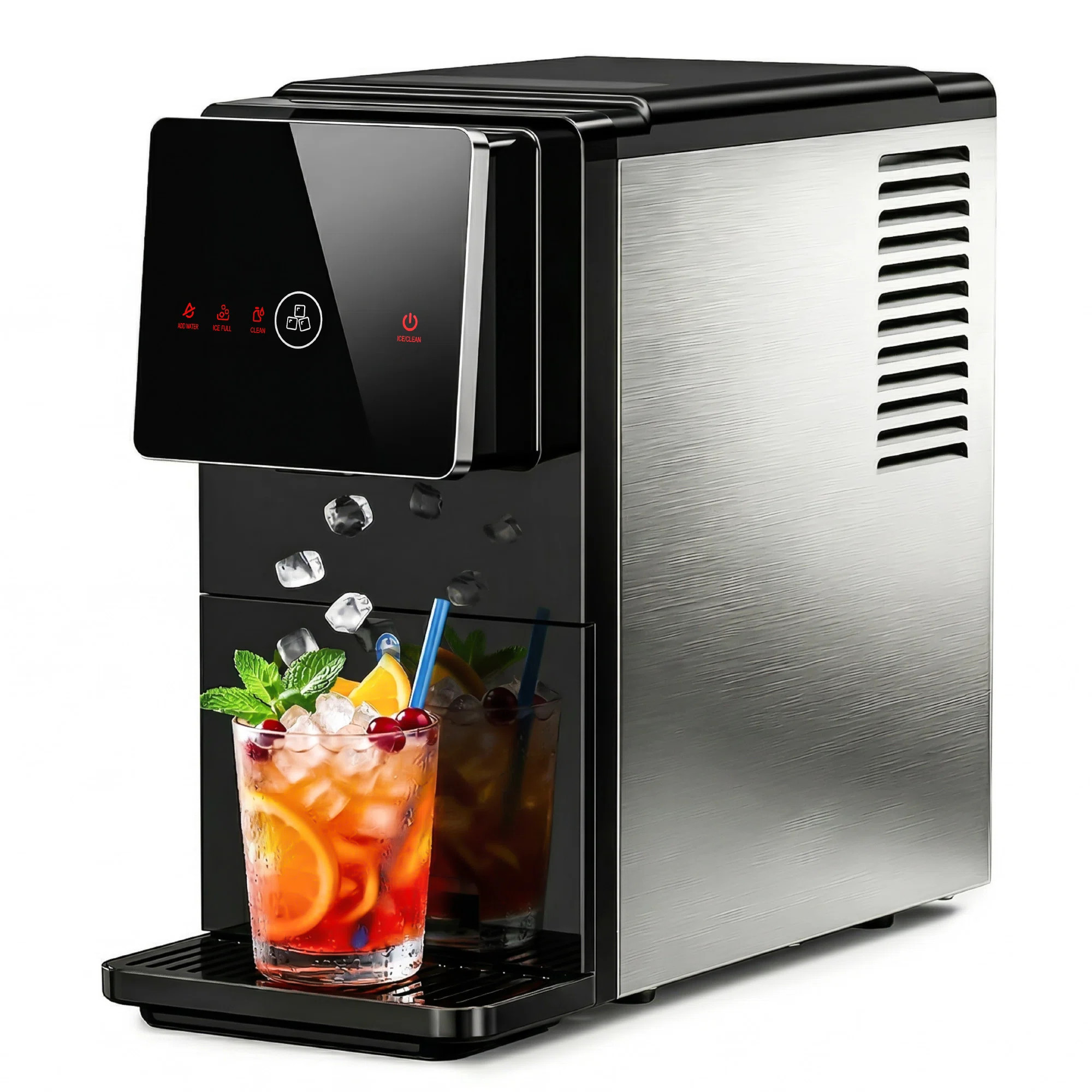 Simzlife 7 In. 33 Lb. Nugget Ice Countertop Portable Ice Maker In Black Finish With Automatic Ice Dispense & Reviews | Wayfair | Wayfair North America