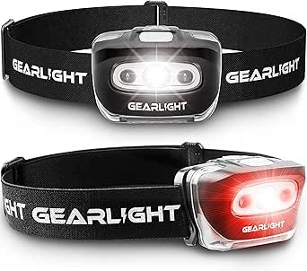 GearLight 2Pack LED Headlamp - Outdoor Camping Head Lamps with Adjustable Headband - Lightweight ... | Amazon (US)