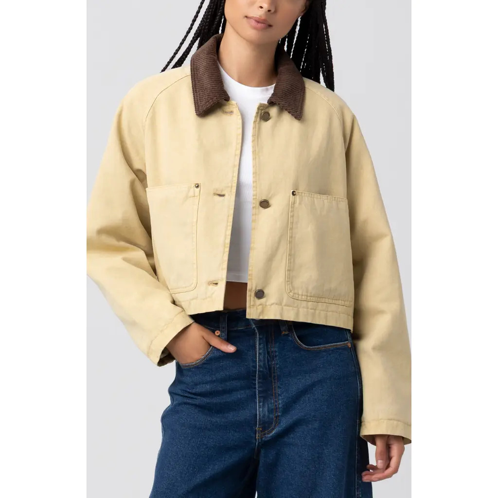 BLANKNYC Crop Cotton Twill Jacket in Breaking Camp at Nordstrom, Size X-Small | Nordstrom