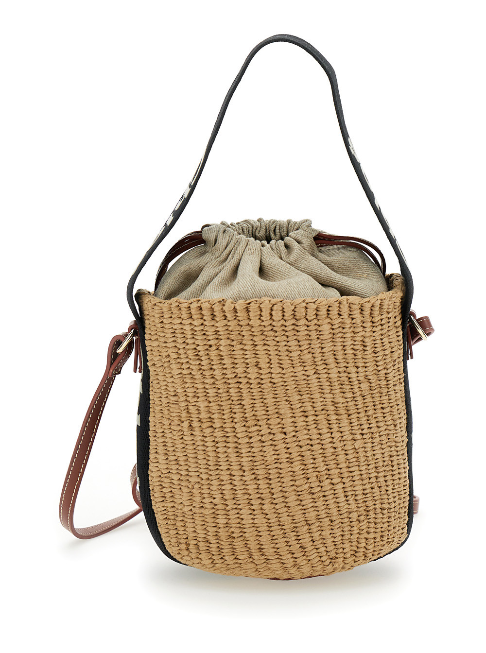 Chloé Beige Woody Small Handbag In Raffia Woman Textile Paper Crossbody Bags - Women | Italist.com US