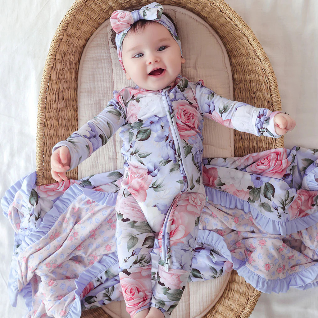Floral Blue Long Sleeve Marion Convertible One Piece | Posh Peanut® | Posh Peanut