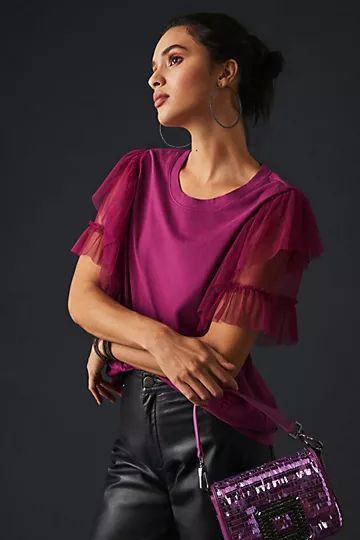 Pilcro Tulle Mesh Tee | Anthropologie (US)