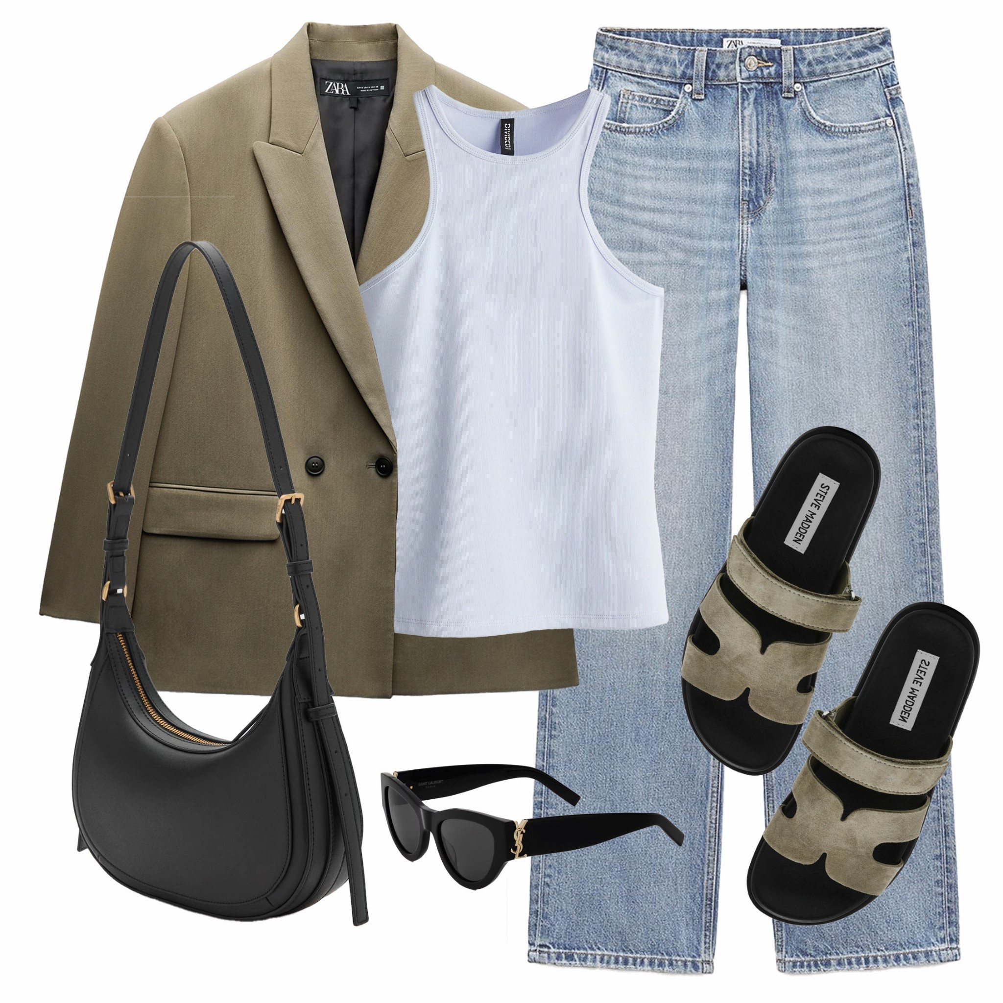 Khaki for spring 🫒

Virtual Styling style board flat lat outfit including an oversized khaki olive green blazer blazer, light-wash straight leg jeans, a light blue tank top, black crossbody bag, black sunglasses and khaki sandals, workwear style, polished street style, effortless layering, sleek silhouettes, luxury casual, modern femininity, chic layering, neutral color palette, wardrobe staples, everyday elegance, fashion-forward neutrals, must-have outfits, classic wardrobe, on-trend fashion, capsule dressing, curated closet, minimalist aesthetic, neutral outfit inspo, edgy elegance, refined casual, understated glam, bold neutrals, casual street chic, modern tailoring, neutral glam, muted tones, casual minimalist, city chic, high-low styling, fashion essentials, elevated everyday wea, downtown cool, structured yet relaxed, laid-back luxury, modern neutral fashion, trendy yet timeless, muted elegance, tonal dressing, contemporary classics, versatile layering, wardrobe curation,

#LTKspring #LTKAprilSpotlight #LTKuk