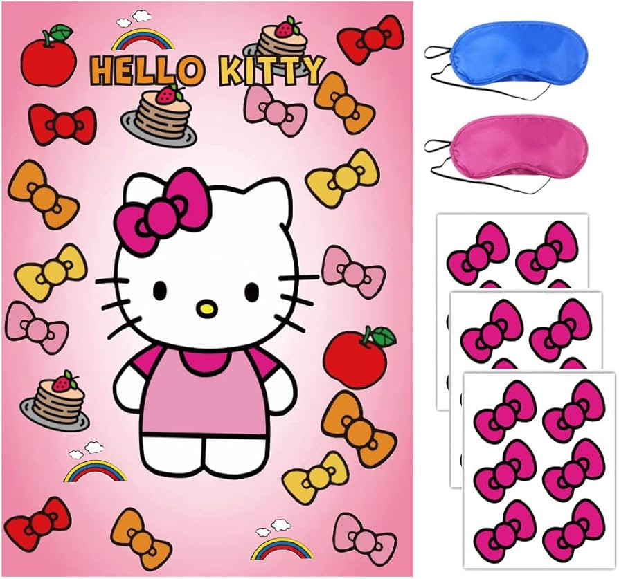 Hello Kitty Party Supplies Decorations, Pin The Bow on HelloKitty, Birthday Party Pin Game, Large... | Amazon (US)