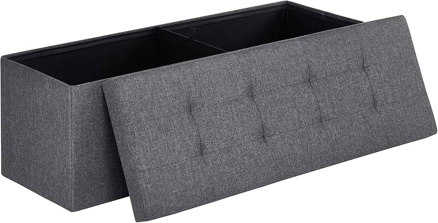SONGMICS 43 Inches Folding Storage Ottoman Bench, Storage Chest, Foot Rest Stool, Bedroom Bench w... | Amazon (US)