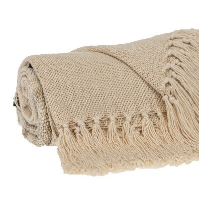 HomeRoots Beige Woven Cotton Abstract Throw Blanket | Target
