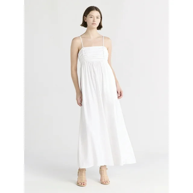 Free Assembly Women's Pleated Linen Blend Maxi Dress, Sizes XS-XXXL | Walmart (US)