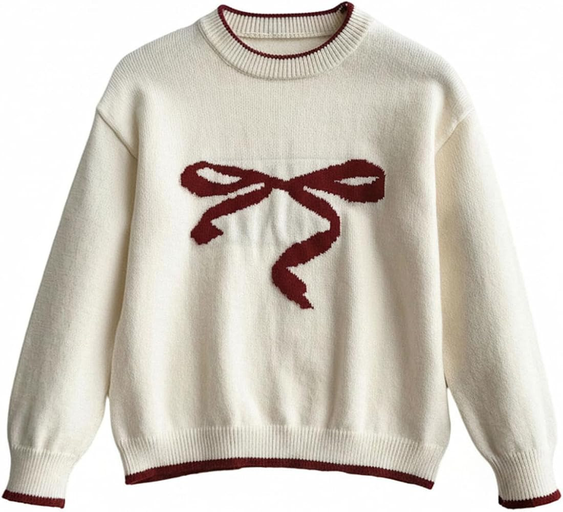 Suéter de punto de manga larga con cuello redondo para niña | Amazon (US)