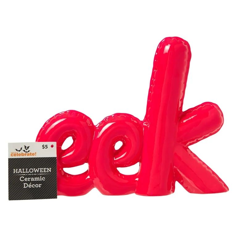 Halloween Ceramic Pink Eek Tabletop Decoration, 7 in, by Way To Celebrate - Walmart.com | Walmart (US)