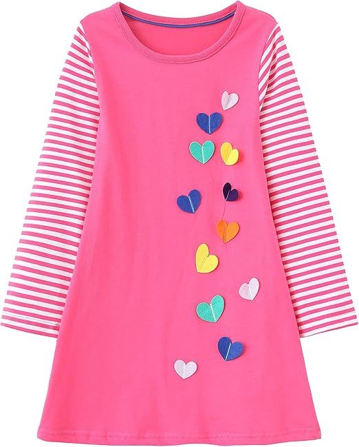 Haydendear Girls Dresses Casual Spring Fall Winter Cotton Long Sleeves Dress for Little Girls Clo... | Amazon (US)