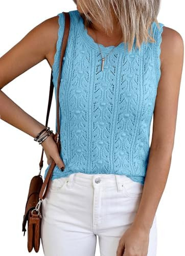 BTFBM Crochet Tops for Women Sleeveless Knit Sweater Vest Tank Top Summer Spring 2026 Cover Ups B... | Amazon (US)