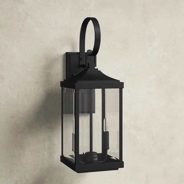 2 - Bulb 21.75'' H Beveled Glass Outdoor Wall Lantern | Wayfair North America