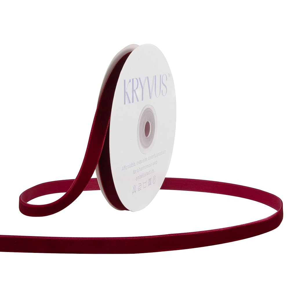 Burgundy Velvet Ribbon 3/8 Inch x 10Yards, Nylon Vintage Velvet Ribbons Perfect for Christmas Dec... | Amazon (US)