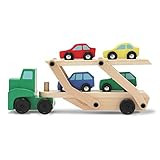 Melissa & Doug Car Carrier Truck and Cars Wooden Toy Set With 1 Truck and 4 Cars | Amazon (US)