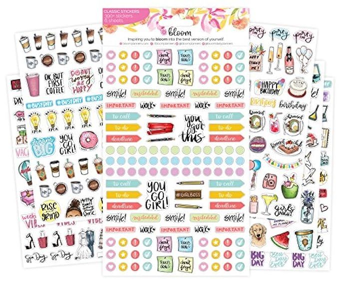 bloom daily planners New Classic Planner Sticker Sheets - Variety Sticker Pack - 390 Stickers Per Pa | Amazon (US)