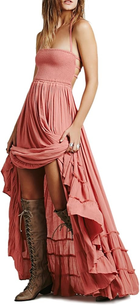 R.Vivimos Womens Summer Boho Sexy Backless Long Dresses | Amazon (US)