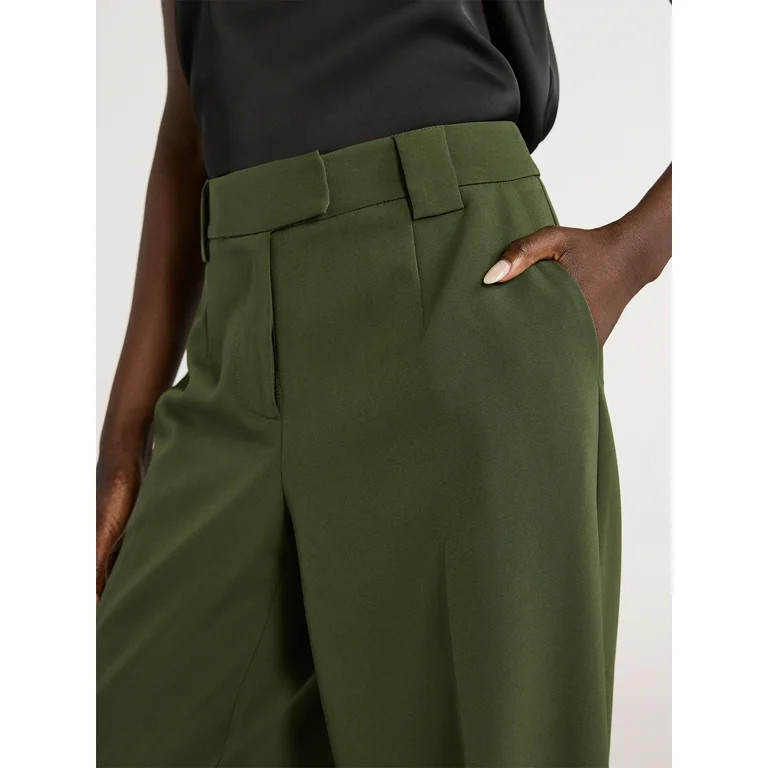 Scoop Women’s Ultimate Crepe Wide Leg Trousers, 32.5" Inseam, Sizes 0-20 | Walmart (US)