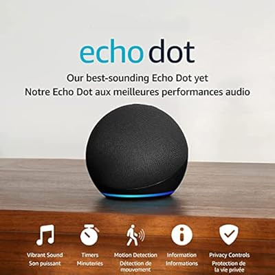 Echo Dot (5th Gen, 2022 release) | Smart speaker with Alexa | Charcoal | Amazon (CA)