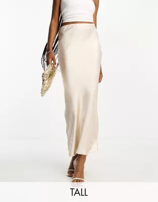 4th & Reckless Tall satin maxi skirt in cream | ASOS (Global)