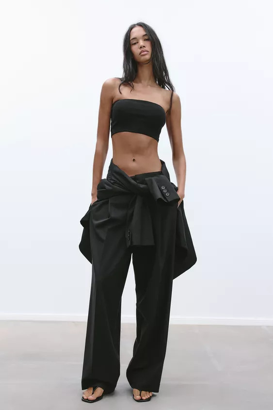 Strapless bandeau top. Ribbed fabric. | Zara US