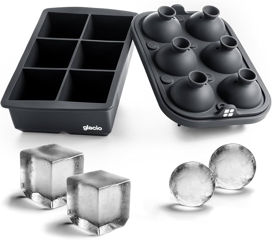 Glacio Ice Cube Molds – Large Silicone Ice & Sphere Mold Combo with Built-In Easy-Fill Funnel 2... | Amazon (US)
