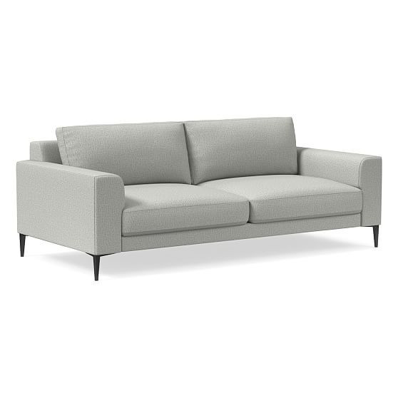 Harper 85.5"" Sofa, Poly, Deco Weave, Feather Grey, Antique Bronze | West Elm (US)