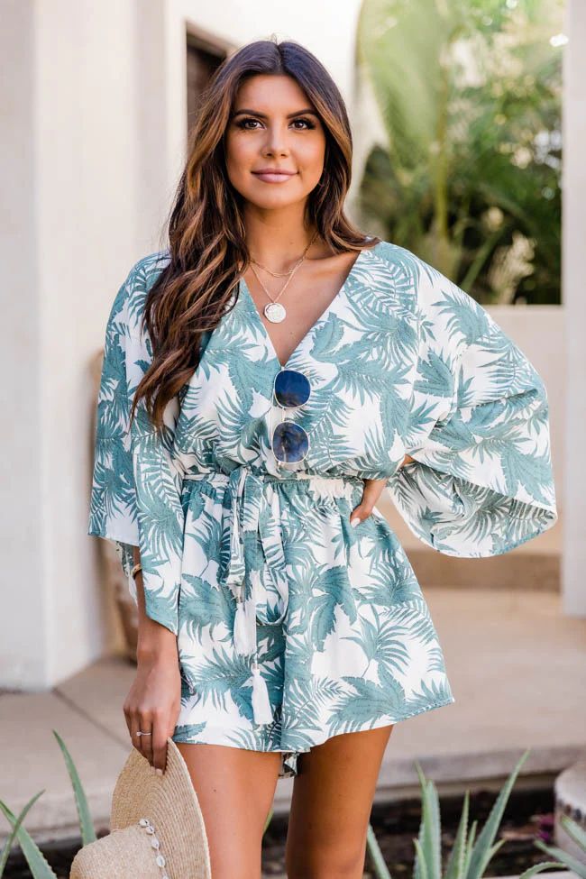 Trusting In You Printed Green Romper | The Pink Lily Boutique