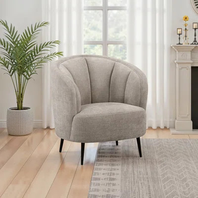 Glynes Upholstered Channel Back Curved Chair Beige | Wayfair North America
