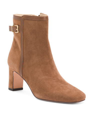 Suede Vivvi Ankle Booties For Women, Leather/Gold/Suede | TJ Maxx