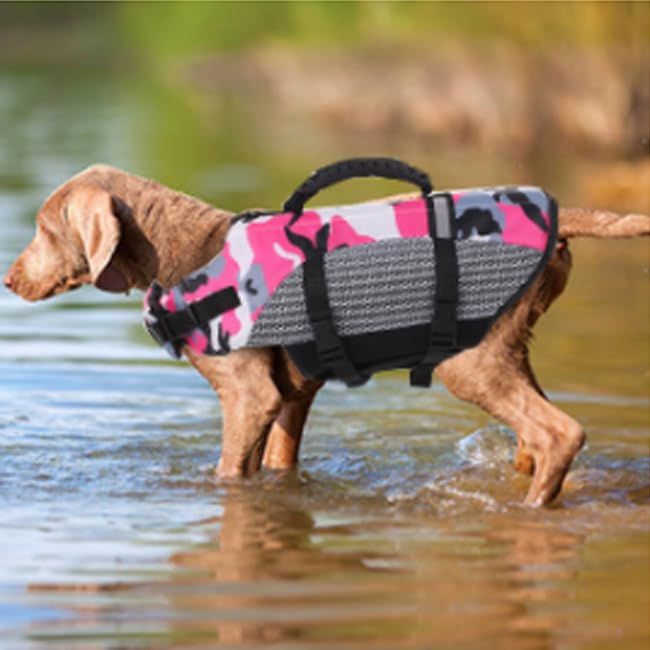 Kuoser High Visibility Dog Life Jacket, Pet Lifesaver Vest Dog Swimsuit for Small Medium Large Dogs, | Amazon (US)