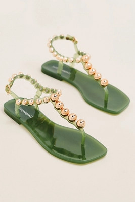 Jeffrey Campbell Plated T Strap Thong Sandals | Anthropologie (US)