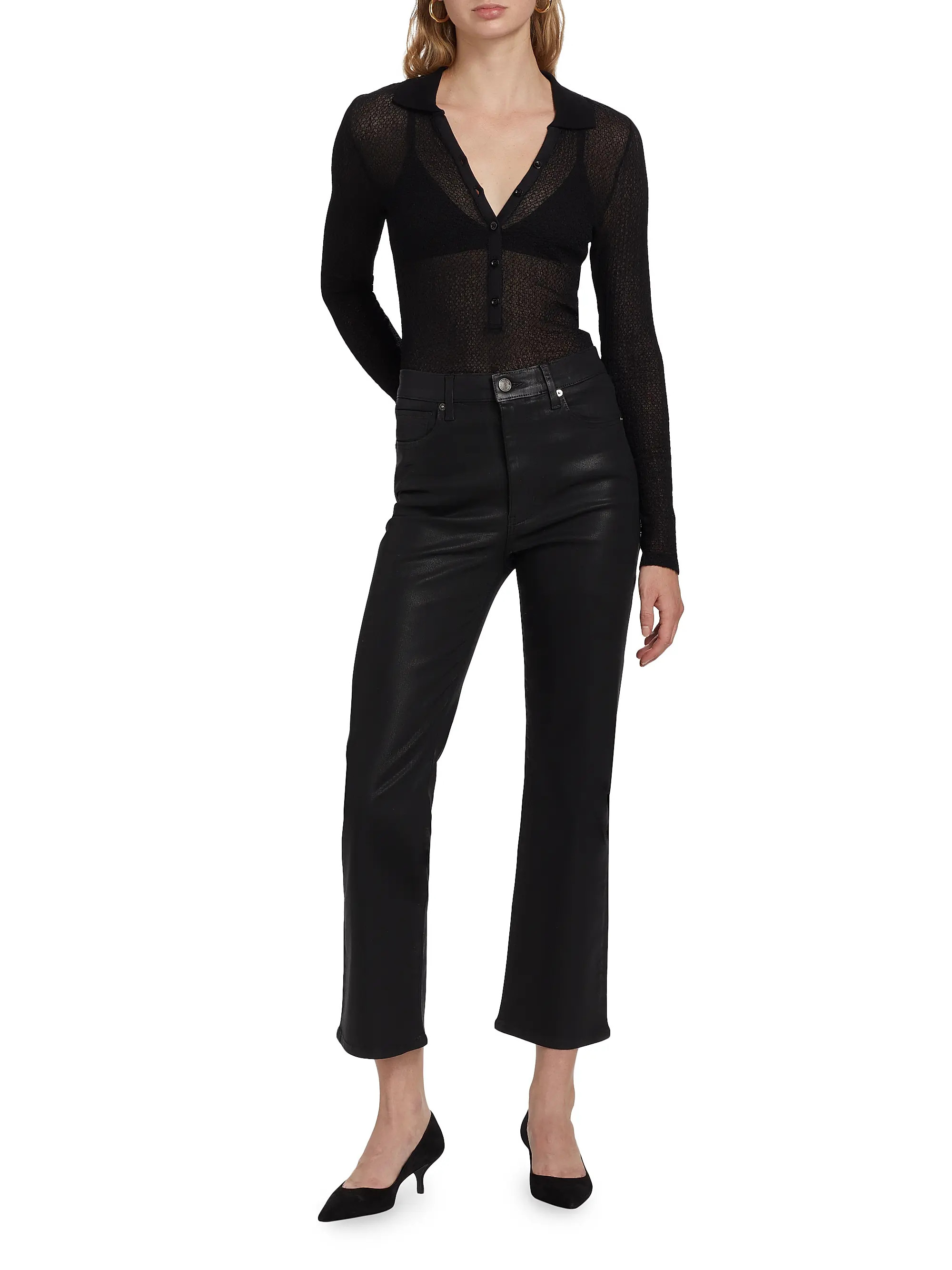 Frame Mesh Semi-Sheer Polo Shirt | Saks Fifth Avenue | Saks Fifth Avenue