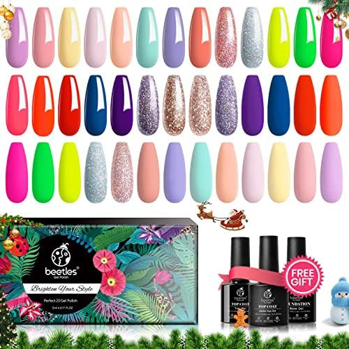 Beetles Gel Nail Polish Set-Spring into Summer Collection 20 Colors Gel Nail Polish Pastel Yellow... | Amazon (US)
