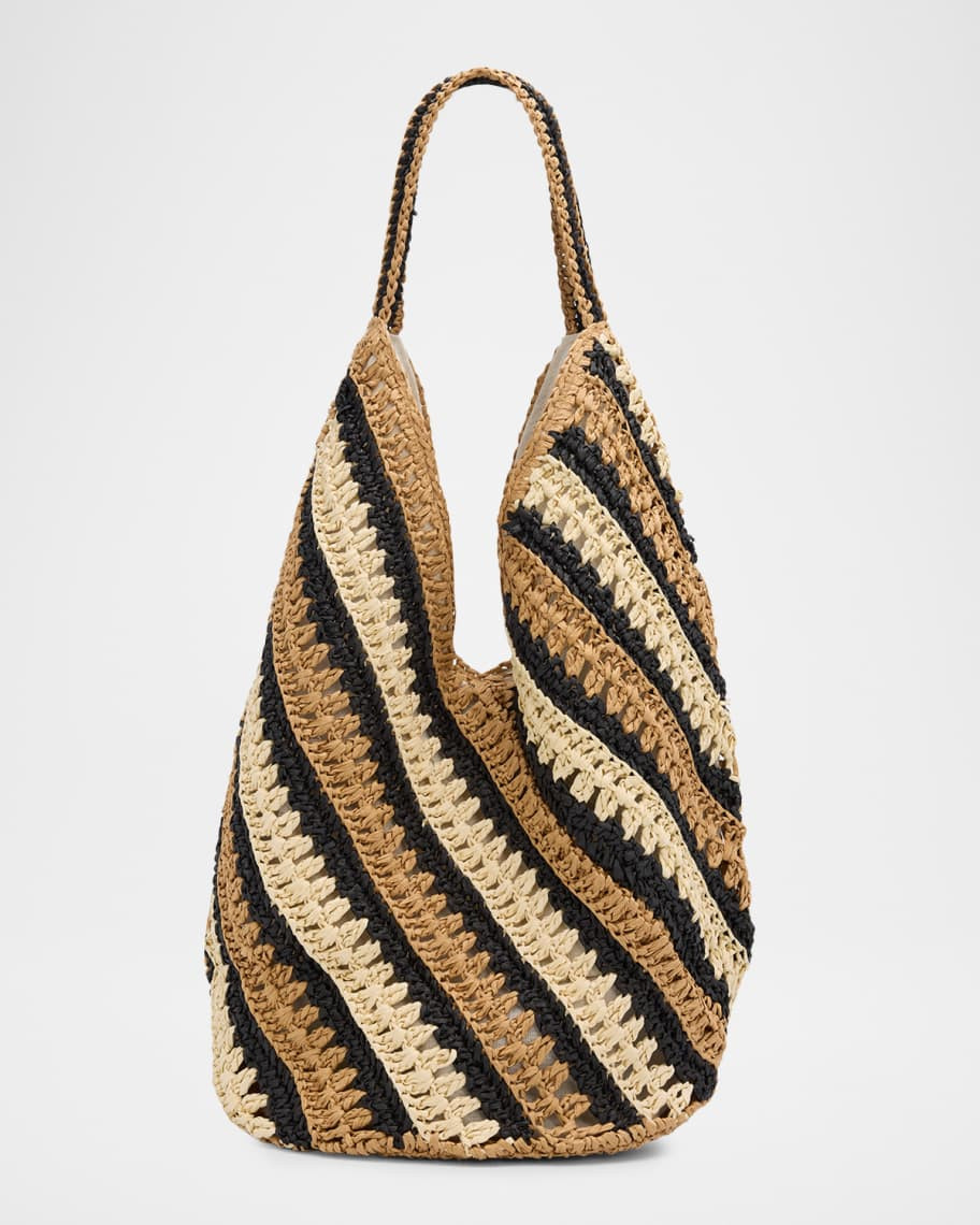 Harper Striped Straw Hobo Bag | Neiman Marcus