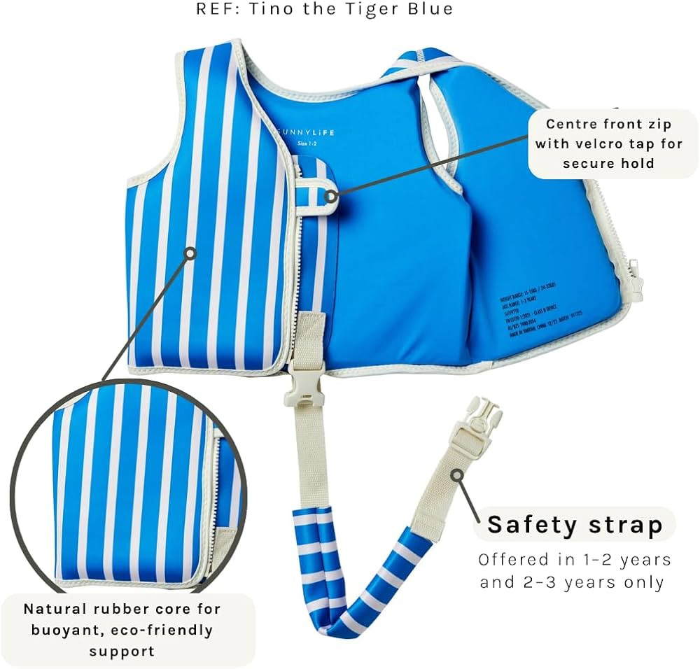 SUNNYLiFE Swim Vest, 1-2 Years, Blue, EPE/Natural Rubber/Polyester, 13.39x12.6x1.77 Inches, 1.27 ... | Amazon (US)